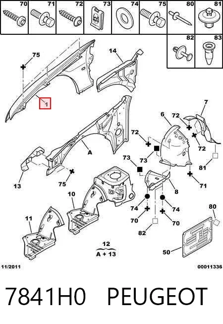 Błotnik przedni prawy Peugeot 406 8C