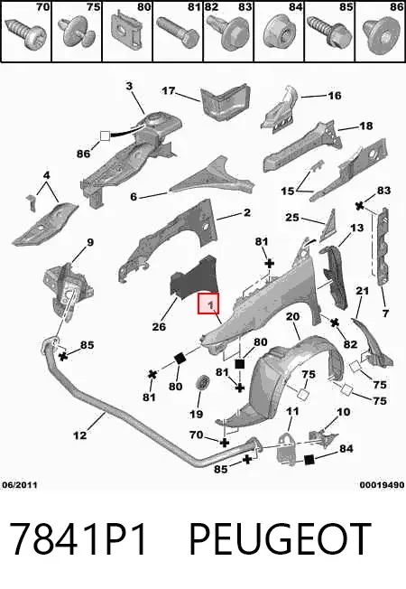 Błotnik przedni prawy Citroen C8 EA, EB