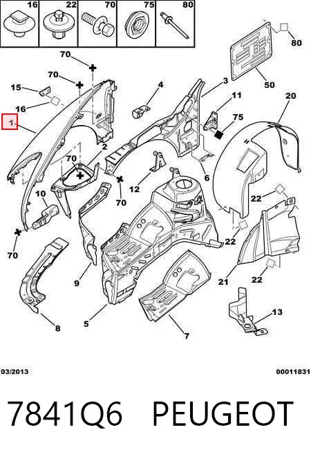 Błotnik przedni prawy Peugeot 607 9D, 9U