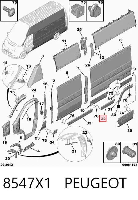 Listwa ochronna błotnika tylnego lewego 8547X1 Peugeot/Citroen