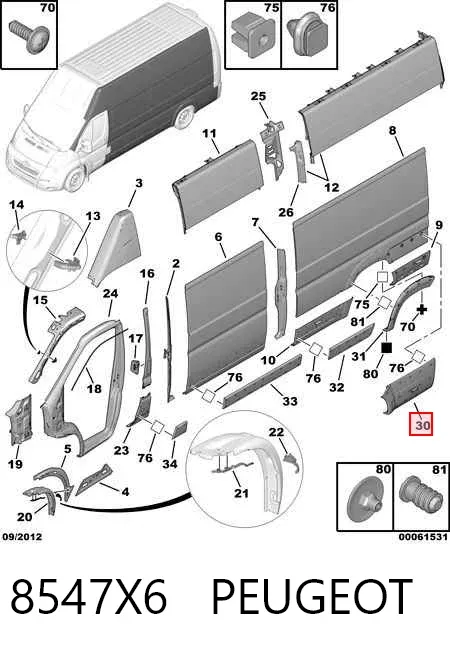 Poszerzenie (nakładka) reperaturki tylnego błotnika lewy 8547X6 Peugeot/Citroen