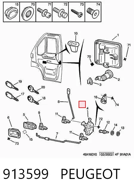 Zamek drzwi przednich lewych 913599 Peugeot/Citroen