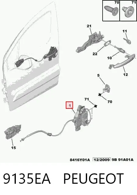 Zamek drzwi przednich prawych 9135EA Peugeot/Citroen