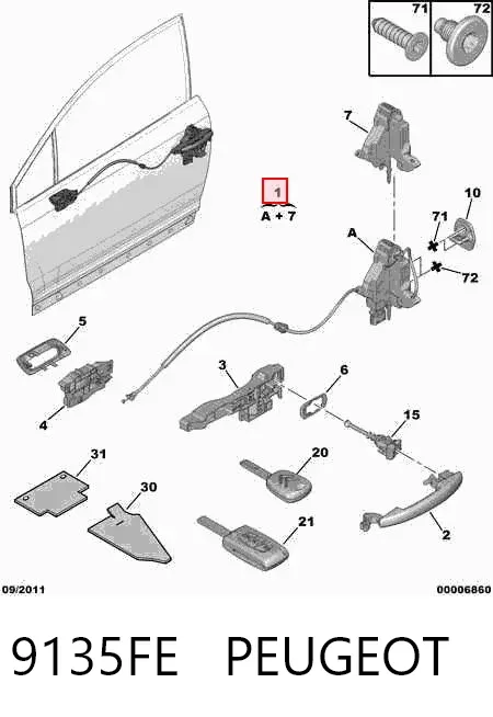 Zamek drzwi przednich lewych Citroen C4 I