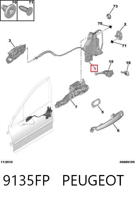 Zamek drzwi przednich lewych 9135FP Peugeot/Citroen