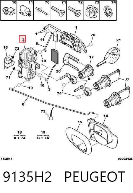 Zamek drzwi przednich lewych Peugeot 306 7A