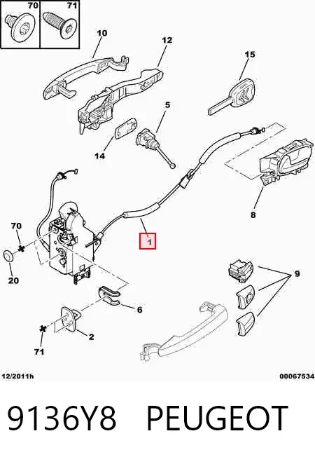 Zamek drzwi przednich prawych 9136Y8 Peugeot/Citroen