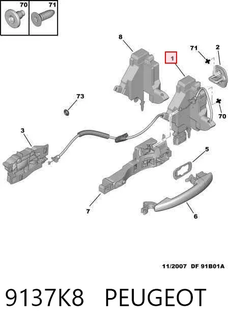 Zamek drzwi tylnych lewych Peugeot 407 SW