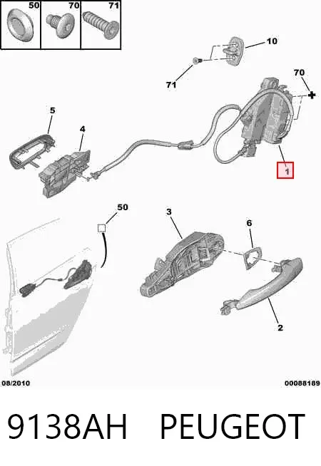Zamek drzwi tylnych prawych Citroen C4 II