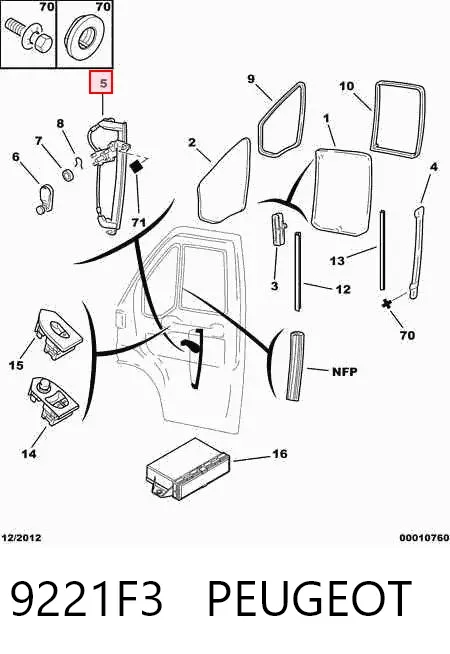 Mechanizm podnoszenia szyby drzwi przednich lewych 9221F3 Peugeot/Citroen
