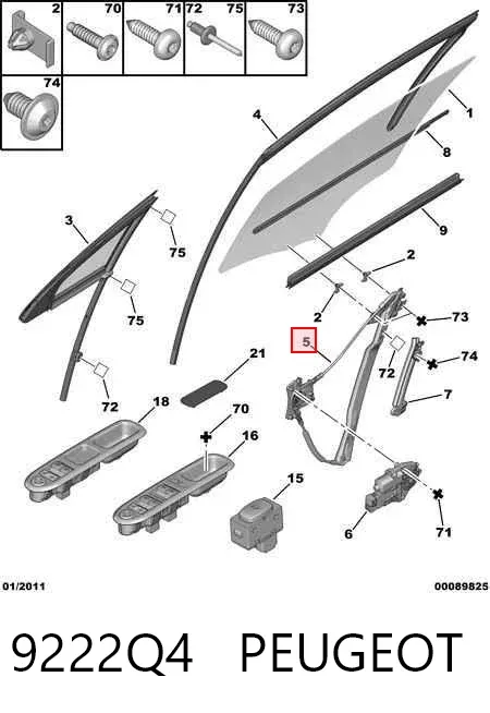 Mechanizm podnoszenia szyby drzwi przednich prawych 9222Q4 Peugeot/Citroen