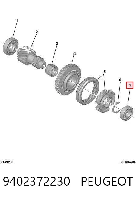 Łożysko wału sprzęgłowego skrzyni biegów 9402372230 Peugeot/Citroen