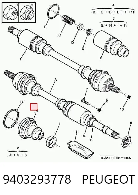 Osłona przegubu homokinetycznego półosi przedniej zewnętrzna 9403293778 Peugeot/Citroen