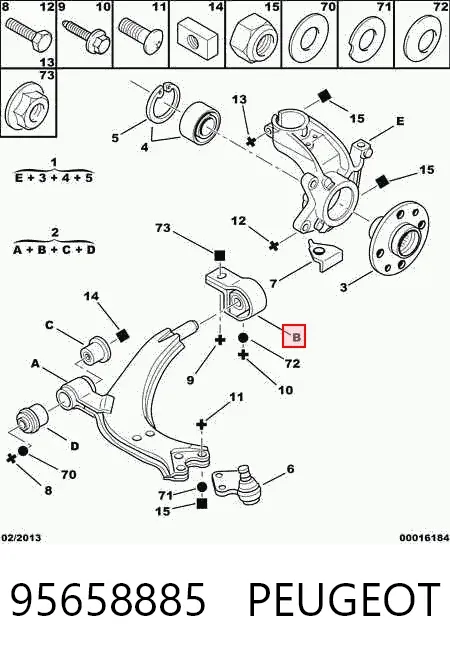 Wahacz zawieszenia przedniego dolny lewy 95658885 Peugeot/Citroen