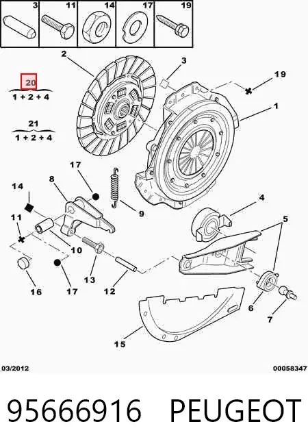 Zestaw sprzęgła (3 części) 95666916 Peugeot/Citroen