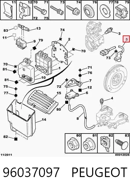 Czujnik położenia wału korbowego 96037097 Peugeot/Citroen