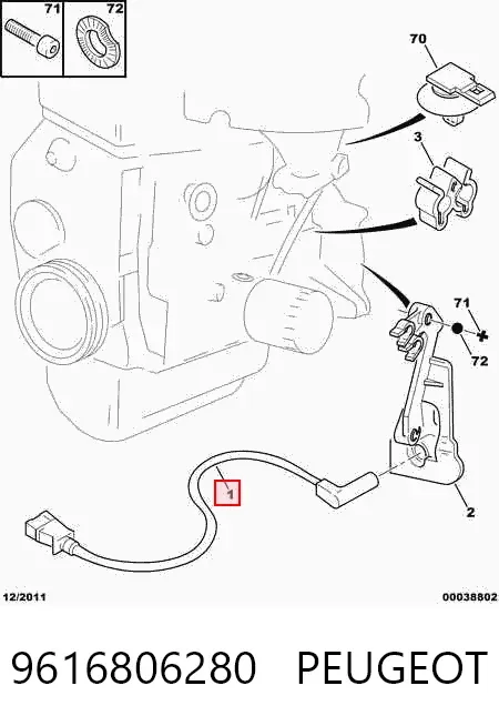 Czujnik położenia wału korbowego 9616806280 Peugeot/Citroen