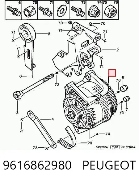 Alternator 9616862980 Peugeot/Citroen