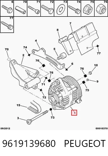 Alternator 9619139680 Peugeot/Citroen