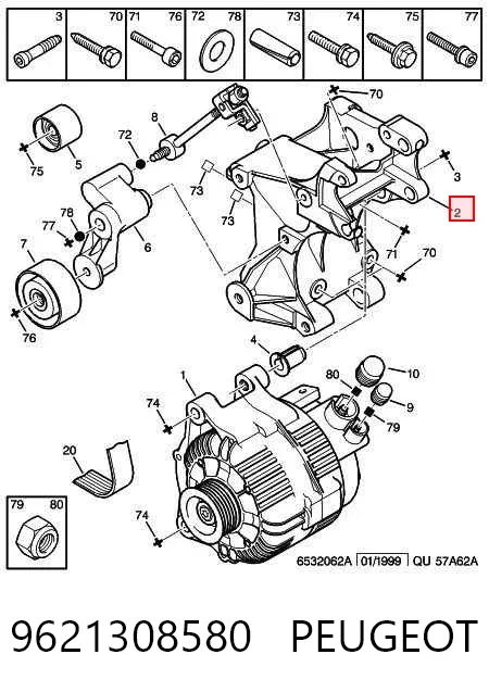 Alternator 9621308580 Peugeot/Citroen