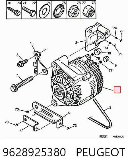 Alternator 9628925380 Peugeot/Citroen