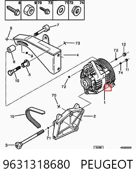 Alternator 9631318680 Peugeot/Citroen