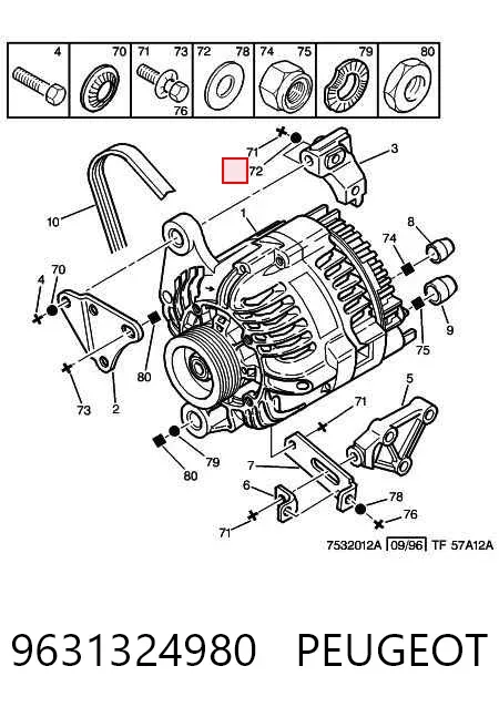 Alternator 9631324980 Peugeot/Citroen