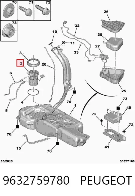 Moduł pompy paliwowej z czujnikiem poziomu paliwa 9632759780 Peugeot/Citroen