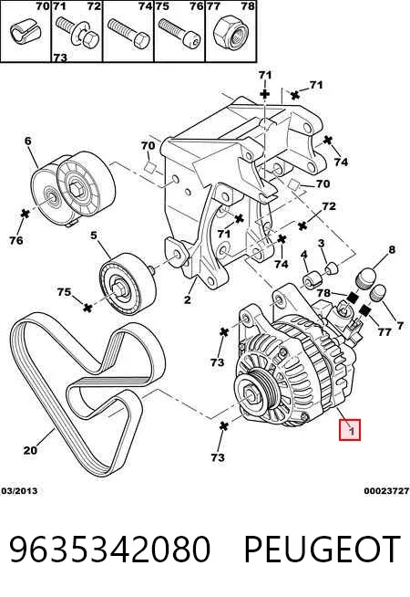 Alternator 9635342080 Peugeot/Citroen