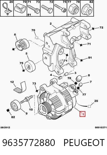 Alternator 9635772880 Peugeot/Citroen