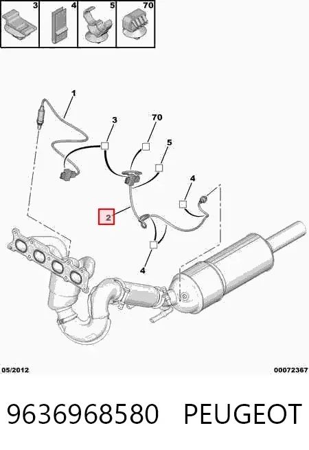 Sonda lambda czujnik tlenu po katalizatorze 9636968580 Peugeot/Citroen