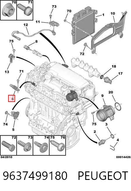 Czujnik położenia wałka rozrządu 9637499180 Peugeot/Citroen