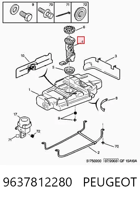 Moduł pompy paliwowej z czujnikiem poziomu paliwa 9637812280 Peugeot/Citroen