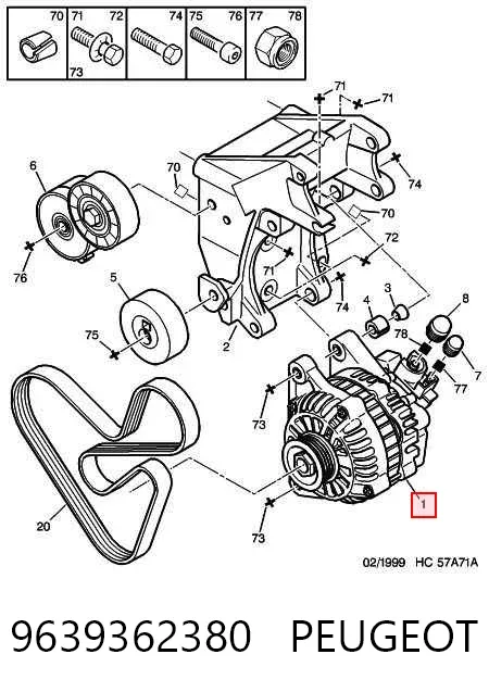 Alternator 9639362380 Peugeot/Citroen