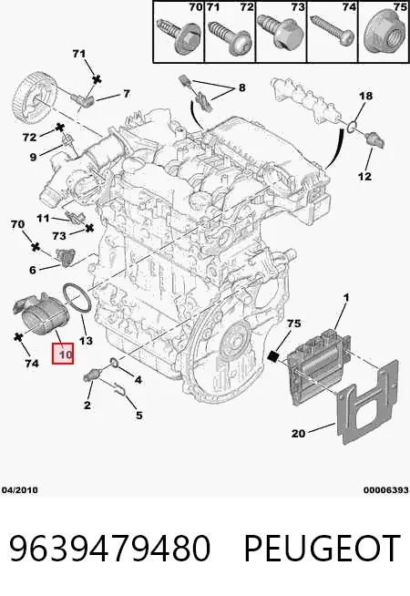 Czujnik przepływu powietrza, przepływomierz powietrza M.A.F. 9639479480 Peugeot/Citroen