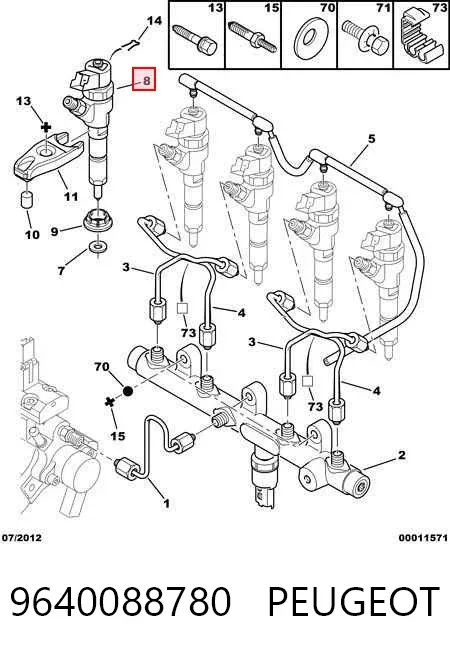 Wtryskiwacz paliwa 9640088780 Peugeot/Citroen
