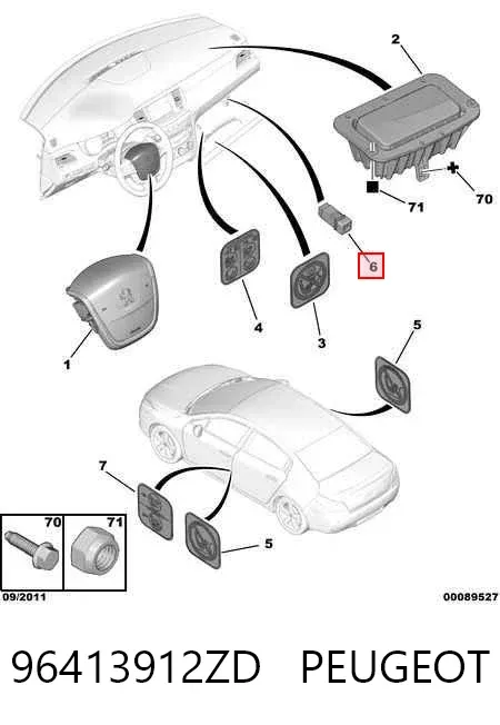 Przycisk wyłączający poduszki powietrzne AIRBAG 96413912ZD Peugeot/Citroen