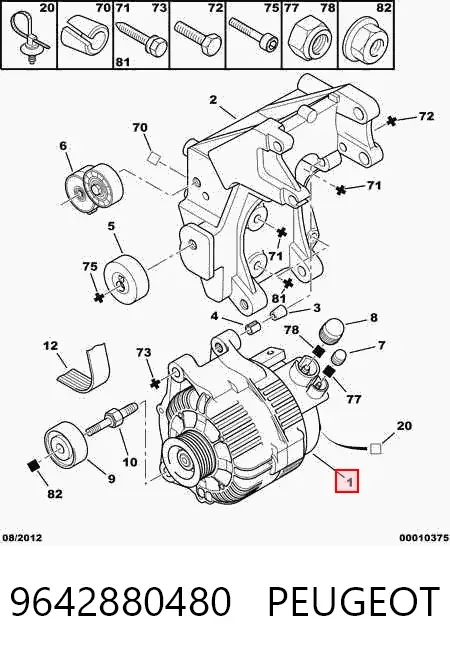 Alternator 9642880480 Peugeot/Citroen
