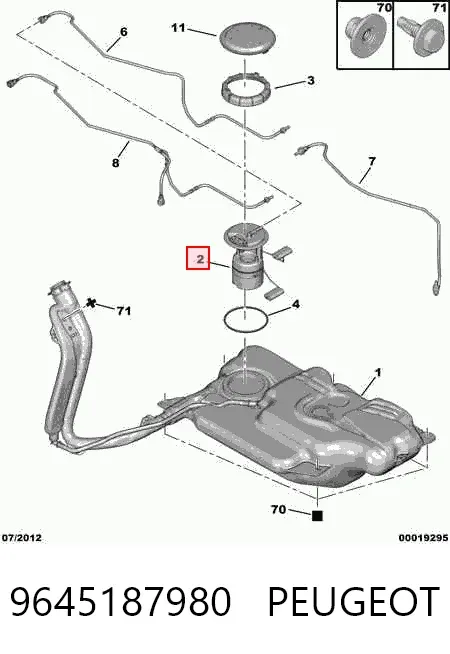 Moduł pompy paliwowej z czujnikiem poziomu paliwa 9645187980 Peugeot/Citroen