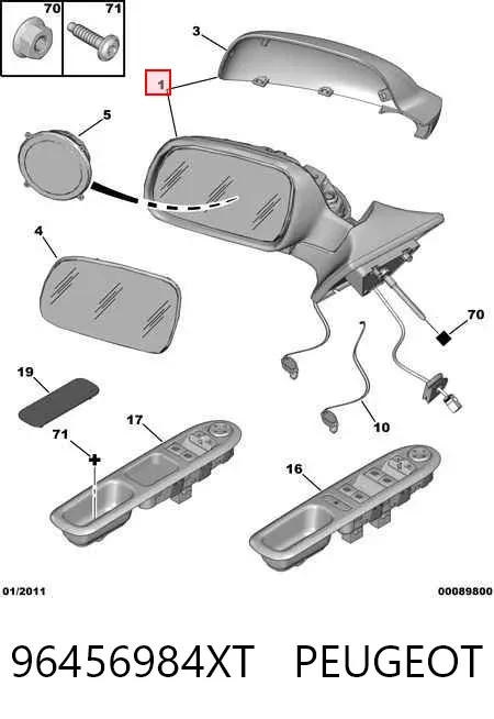 Lusterko wsteczne lewe 96456984XT Peugeot/Citroen