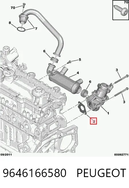 Uszczelka zaworu recyrkulacji EGR 9646166580 Peugeot/Citroen