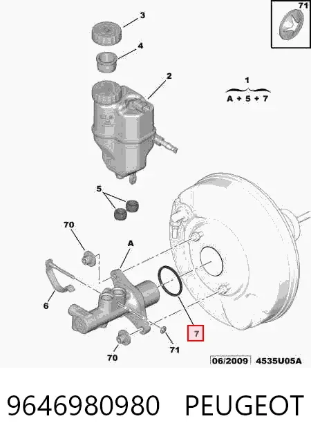 Główny cylinder hamulców 9646980980 Peugeot/Citroen