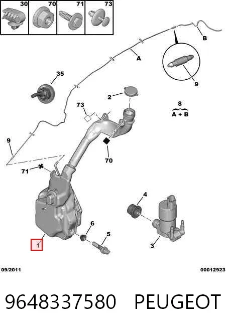 Zbiorniczek spryskiwacza szyb 9648337580 Peugeot/Citroen