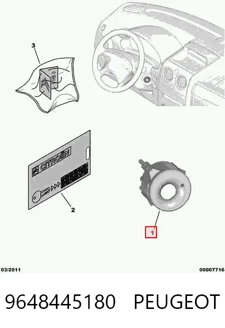 Antena (pierścień) immobilizera 9648445180 Peugeot/Citroen