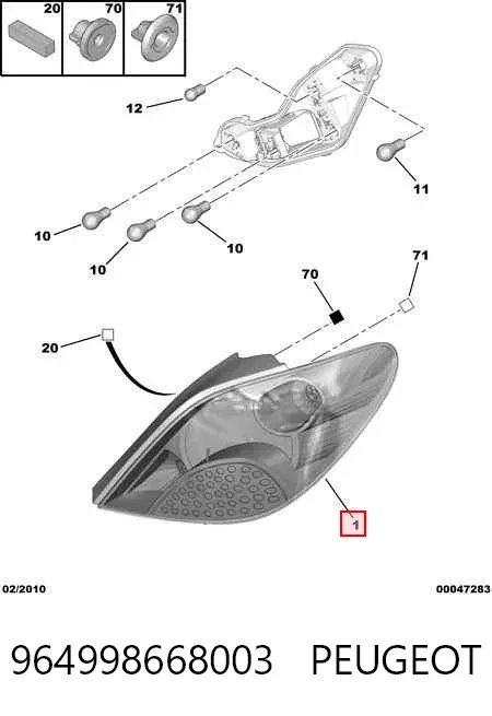 Lampa zespolona tylna lewa 964998668003 Peugeot/Citroen