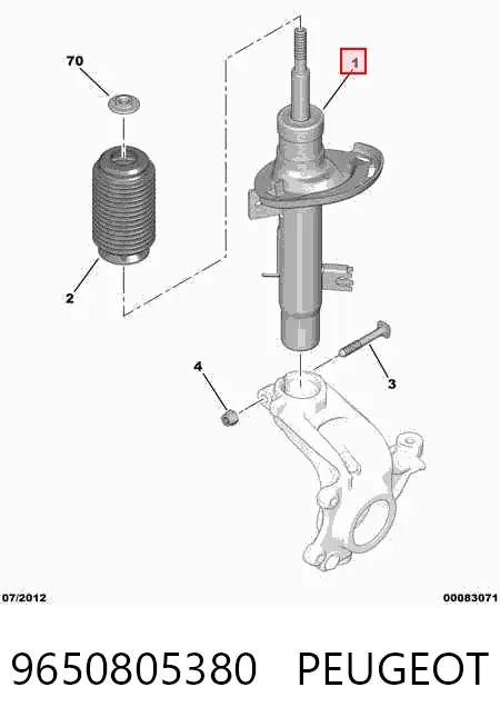 Amortyzator przedni prawy 9650805380 Peugeot/Citroen