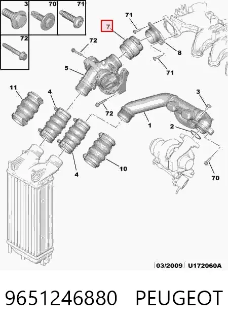 Przewód (króciec) intercoolera 9651246880 Peugeot/Citroen