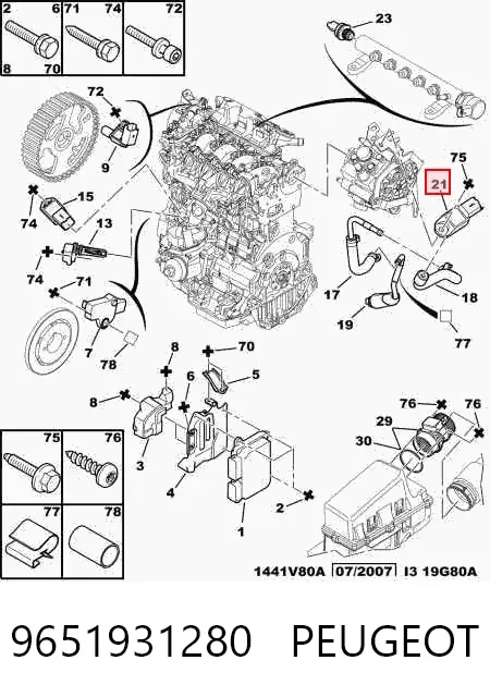 Czujnik ciśnienia w kolektorze ssącym, MAP 9651931280 Peugeot/Citroen