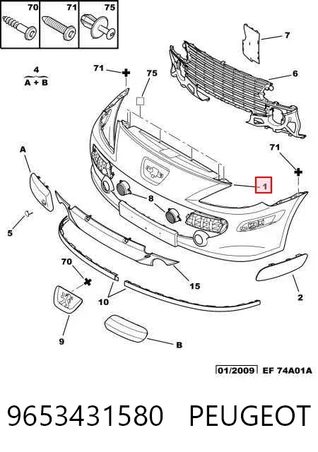 Zderzak przedni 9653431580 Peugeot/Citroen