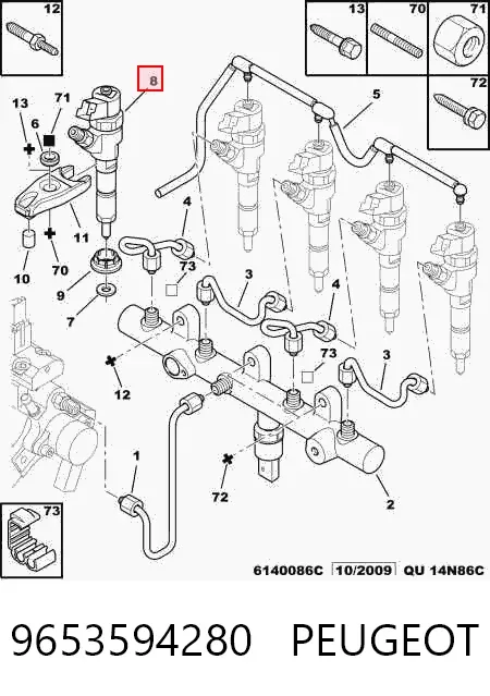 Wtryskiwacz paliwa 9653594280 Peugeot/Citroen